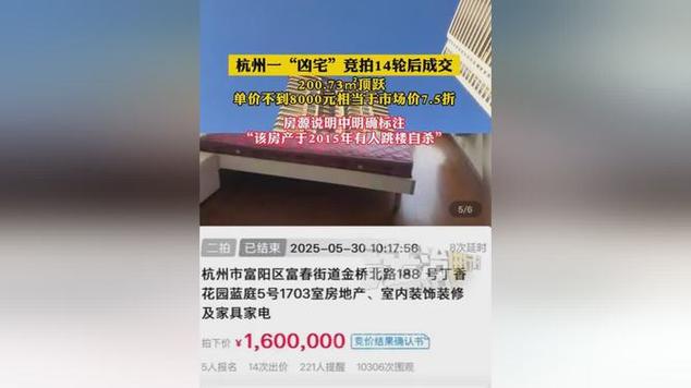 2025新澳门天天开好彩.和凶宅竞拍14轮后成交与凶宅拍卖5万人围观